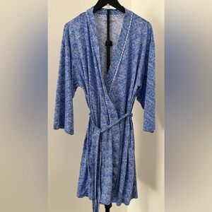 LIKE NEW! Carole Hochman Cozy & Chic Blue Floral Wrap Robe! (Sz XXL)